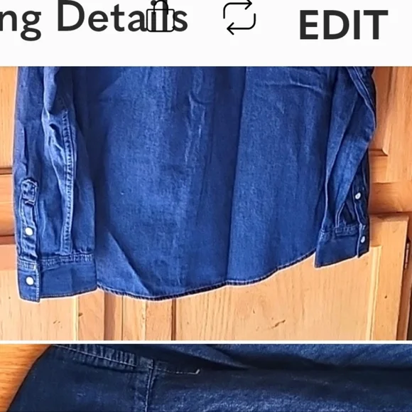 Levi Strauss Jean Shirt Long Sleeve Pearl snaps Front Pockets, Size XL - Picture 6 of 7